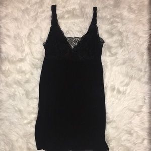 Black Babydoll Nighty Lacey Lined Bralette Flare From Bust to Hem